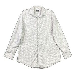 Van Heusen Flex Dress Shirt Mens Large 16-16.5 Geometric Slim Fit Stretch Formal